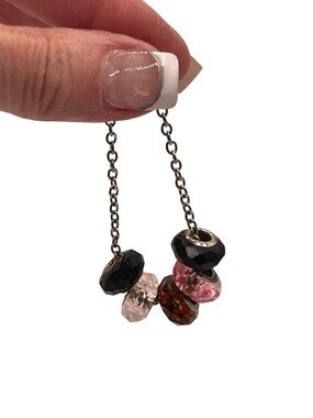 Pandora Style 925 Sterling Silver Crystal Charm45 Dangle Set Pink Black Brown